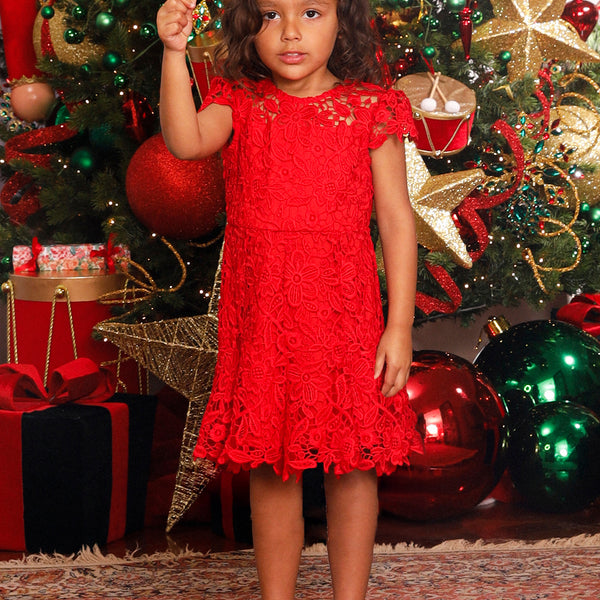 Baby girl sale red lace dress