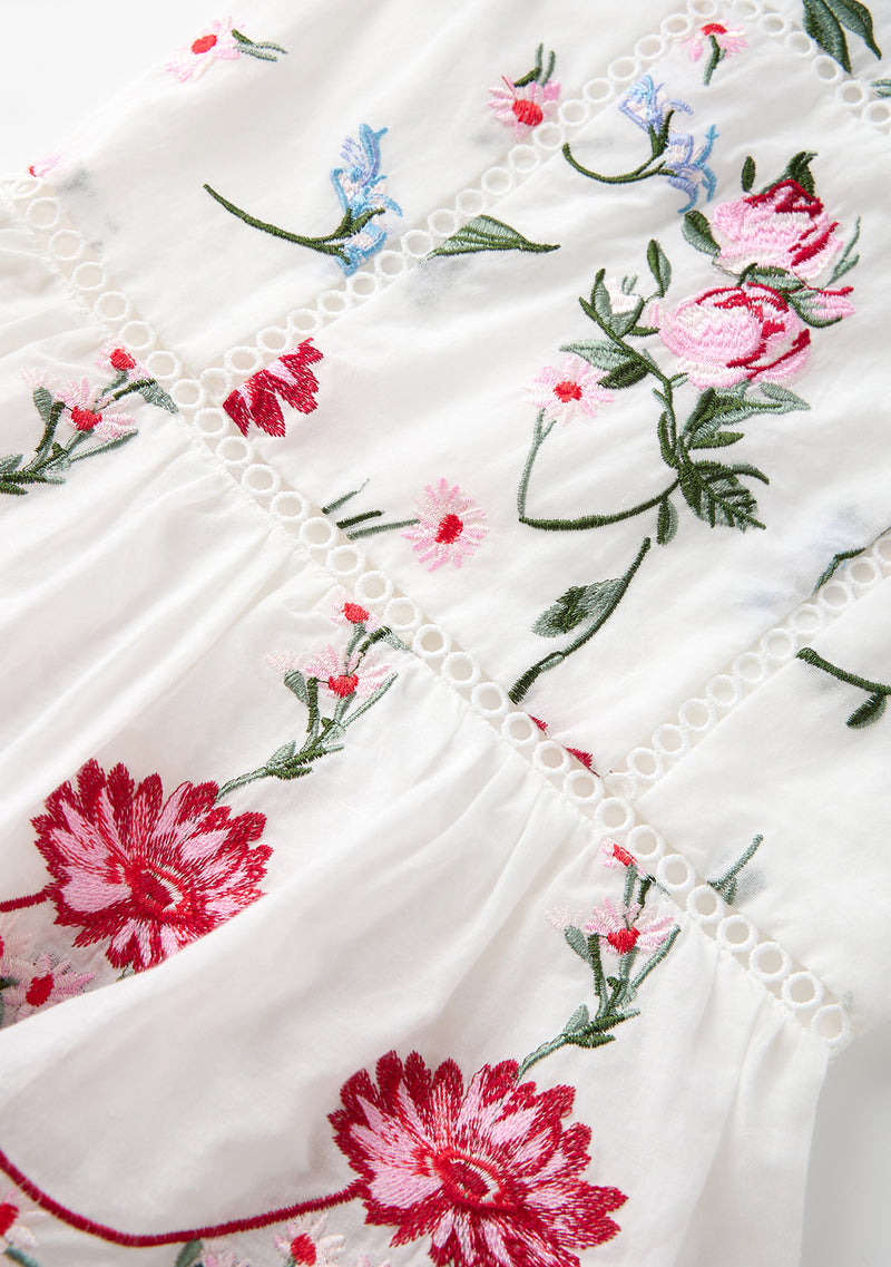 Maisie Embroidered Frill Dress